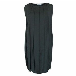 New Womens 8 10 NWT Dress 40 Designer Jil Sander Black Pleated Dress Silk Italy